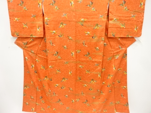 金彩　霞に鶴模様　小紋着物